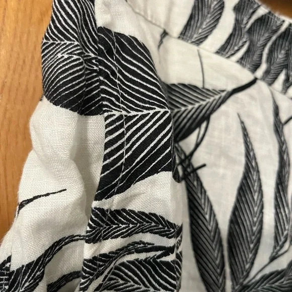 Tahari Black and Tan tropical print Wide Leg linen pants XL - Picture 3 of 9